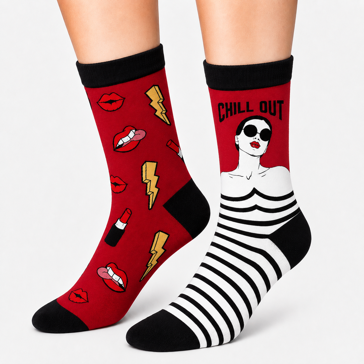 Lips & Chill Out Mismatched Socks (Women's)