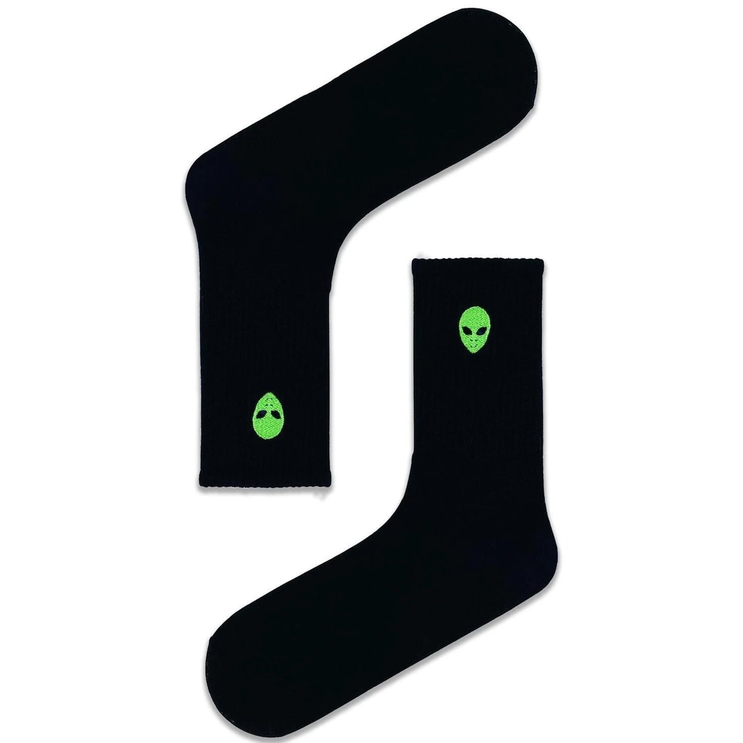 Black Socks with Embroidered Alien Icon (Unisex)