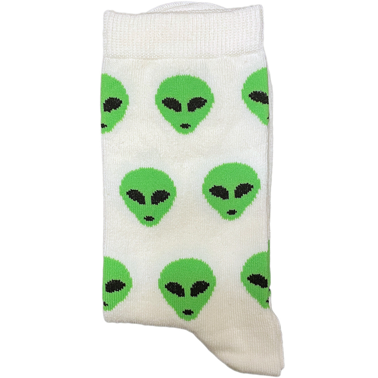 Aliens Green on White Socks (Women)