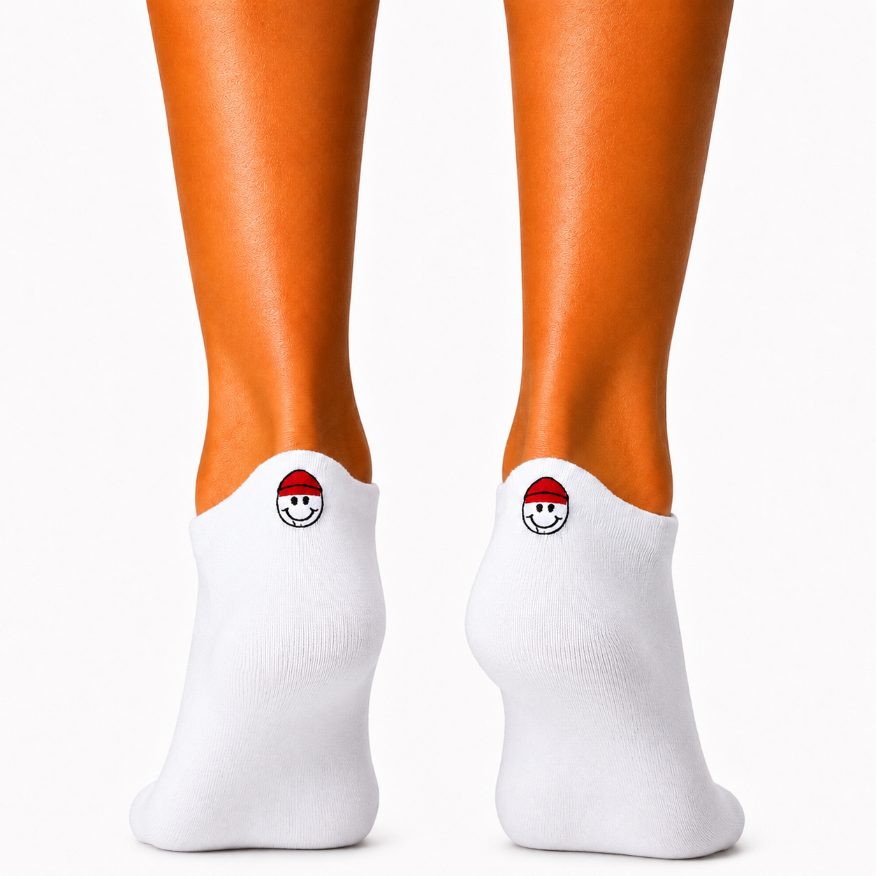 Short White Smiley Embroidered Socks (Women's)