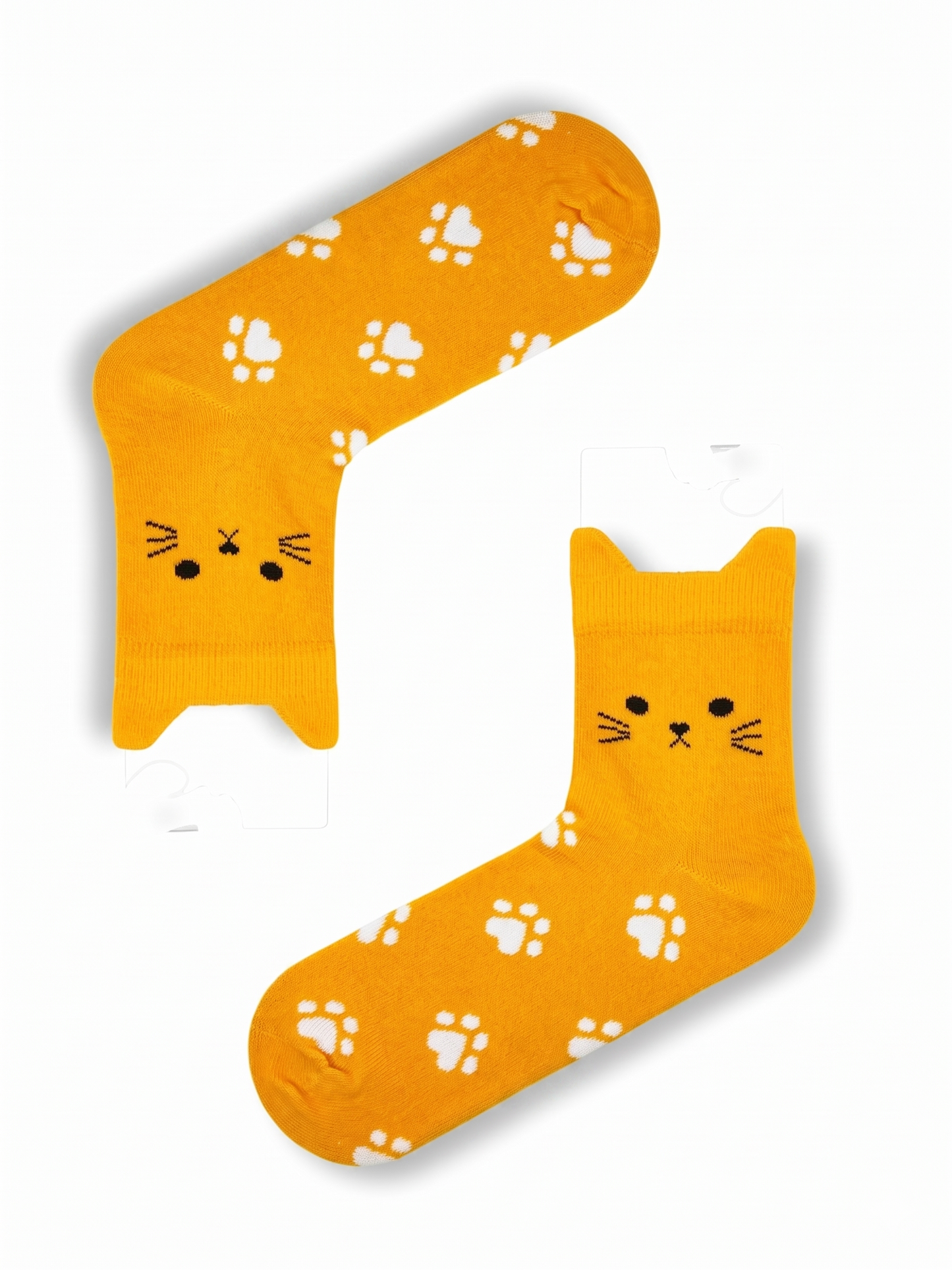 Orange Cat Patterned Ear-Shaped Short Socks (Unisex)
