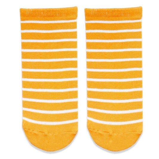 Orange Short Socks with White Stripes – Sporty Ankle Socks (Unisex)