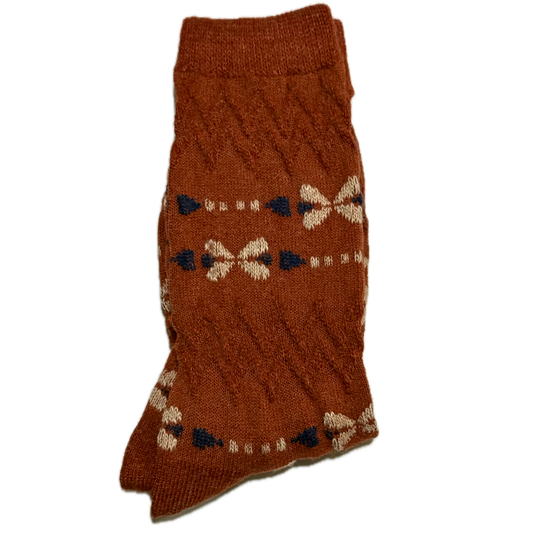 Maroon Wool & Angora women’s socks with winter design, warm, cozy, and stylish for the season.
