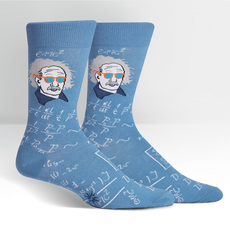 Einstein didn't like to wear socks. So he wasn't a fashion genius...we'll forgive him. We think he'd still appreciate having his face on some of the smartest fashion around. Relatively speaking, of course. It doesn't take a genius to realize that this men's crew times 2 equals great fashion.