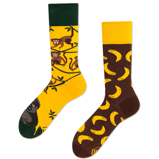Monkey & Bananas Mismatched Socks (Unisex)