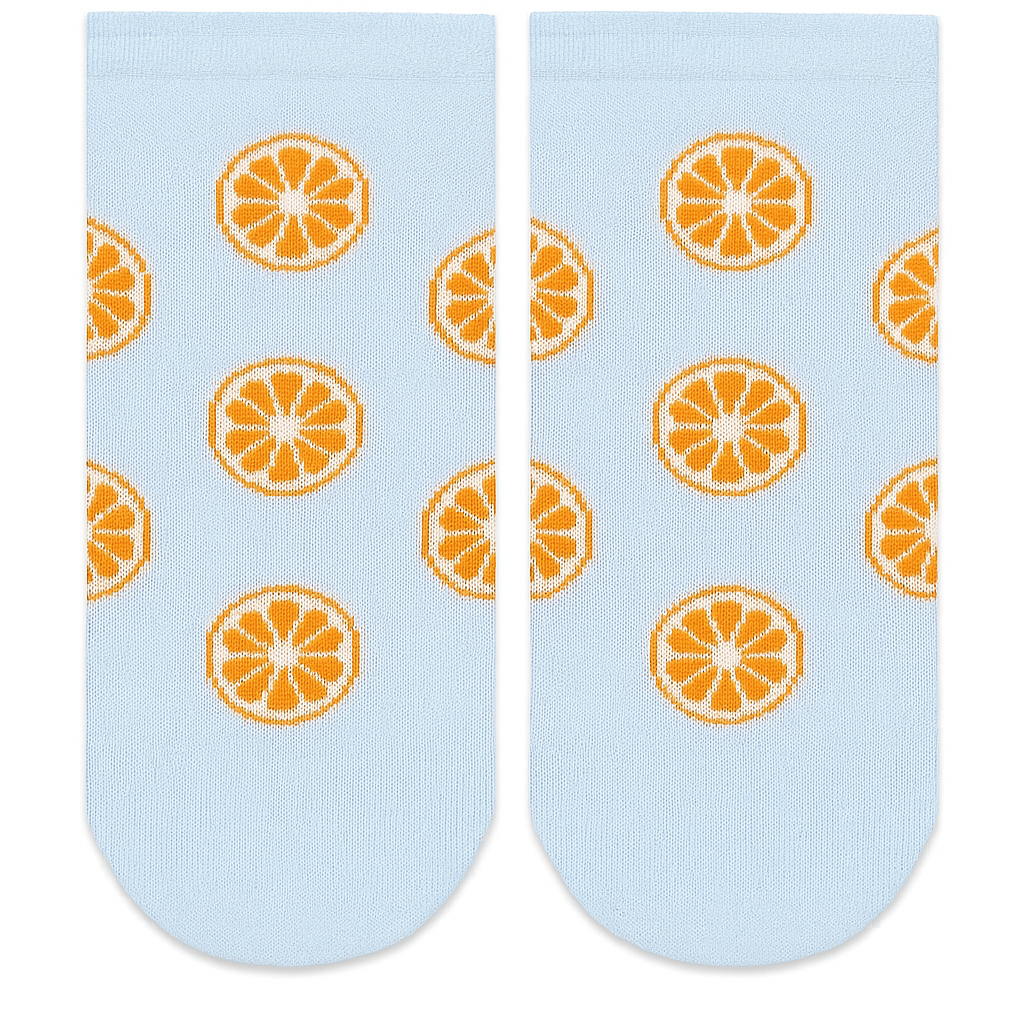Short White Socks with Orange Slices – Women’s Fruit Ankle Socks