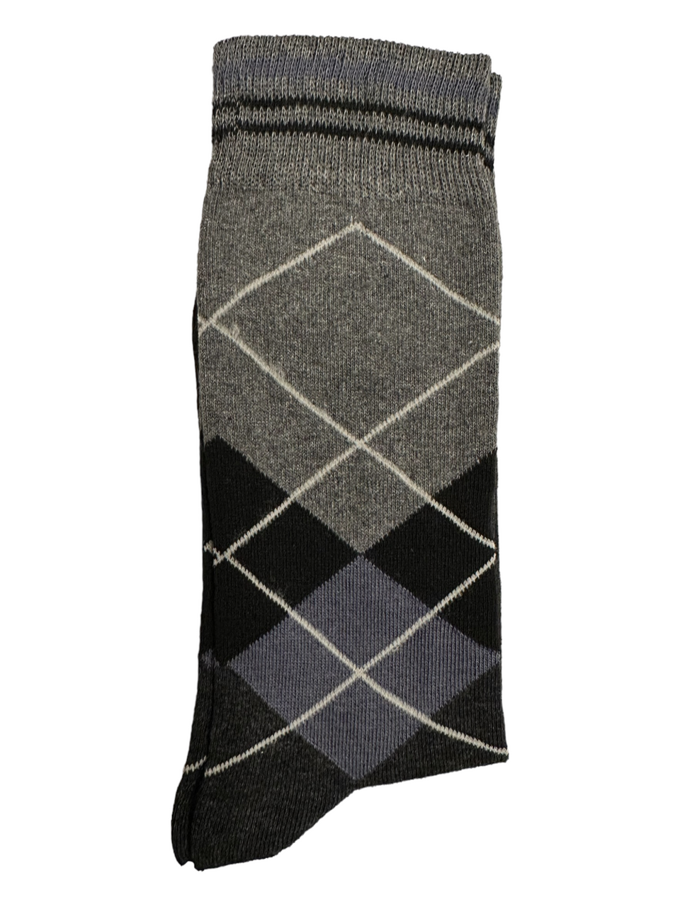 Grey Diamond Suit Socks Charcoal Blue and Black (Mens) - white line