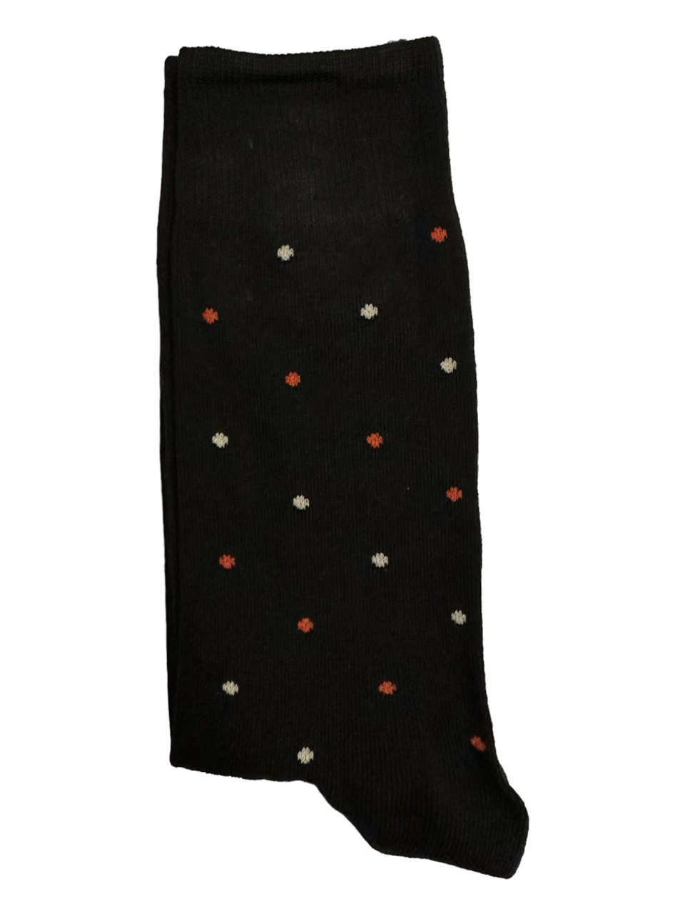 Black Suit Socks Orange and White Dots (Mens)