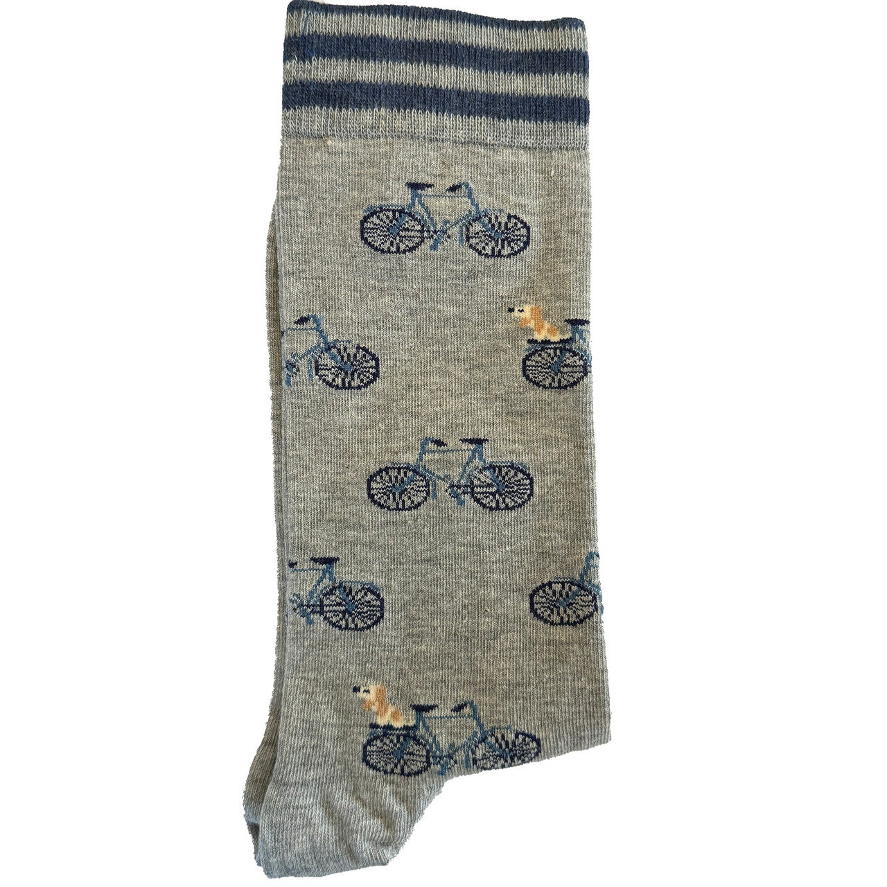 Grey Puppy on Bicycle Socks (Unisex)