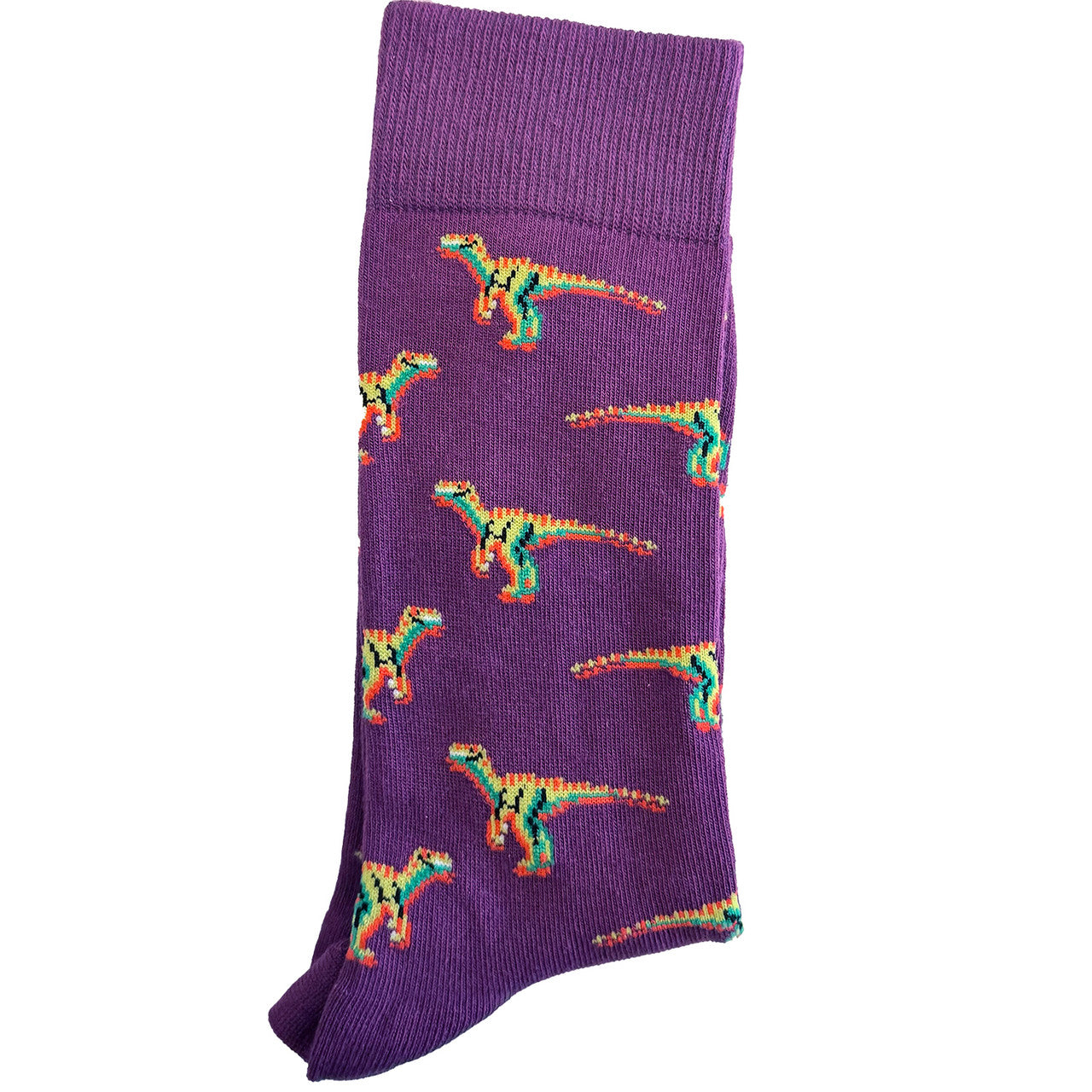 Roar into style with our Purple Dinosaur Men's Socks! These socks feature a whimsical dinosaur design on a vibrant purple background, adding a playful and unique touch to your outfit. Crafted for comfort and durability, these socks are perfect for dino enthusiasts or anyone looking to add a pop of fun to their sock drawer. Step into a world of nostalgia and style with our Purple Dinosaur Men's Socks – a must-have for the modern, adventurous man. Order your pair today!