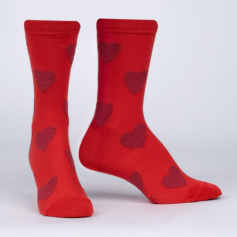 Sweet Hearts Fuzzy Socks Red (Women)