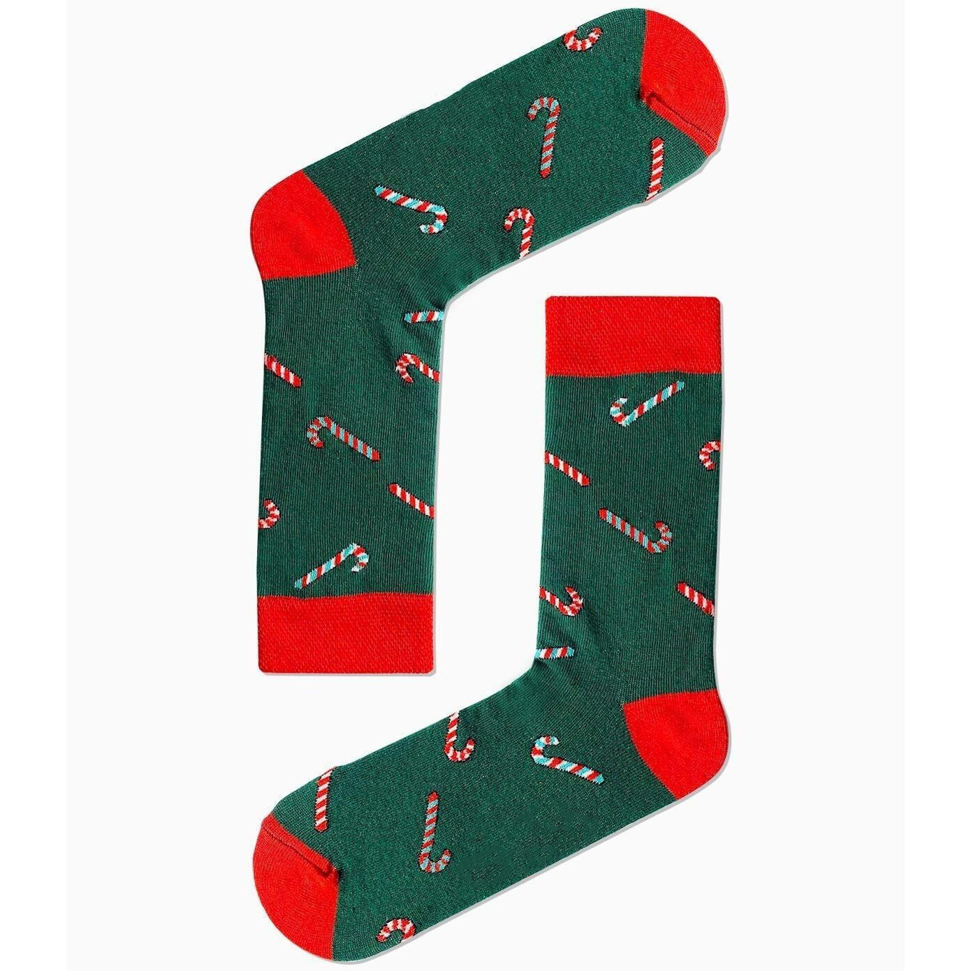 Green Candy Cane Socks – Festive Christmas Crew Socks (Unisex)