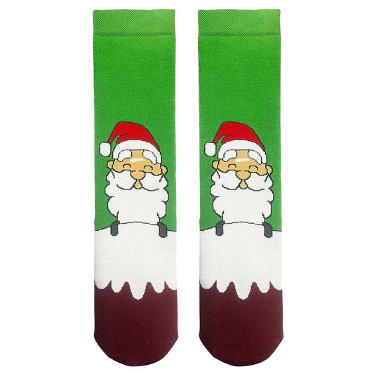 Santa Socks – Festive Green Crew Socks (Unisex Holiday Edition)