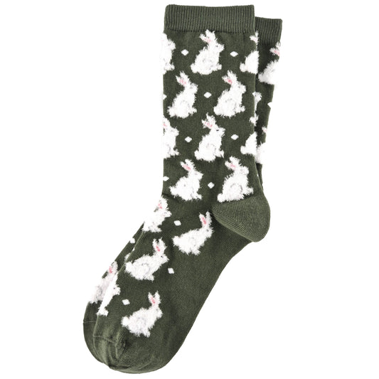 Green Fuzzy Bunny Socks (Women’s)