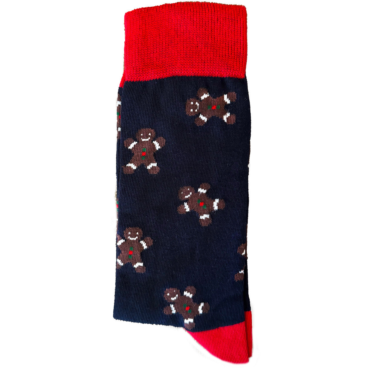 Step into the holidays with our navy unisex socks featuring a cute gingerbread man design. Perfect for festive comfort or as a holiday gift!