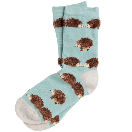 Light Blue Hedgehog Socks – Cute Animal Crew Socks (Unisex)