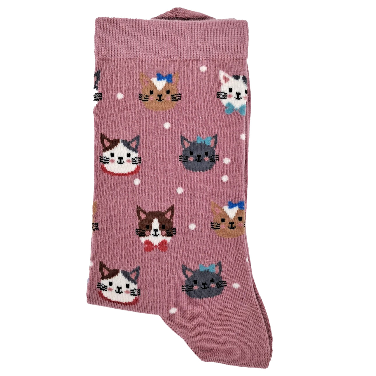 Cats with Bowties Socks – Pink Crew Socks (Unisex)