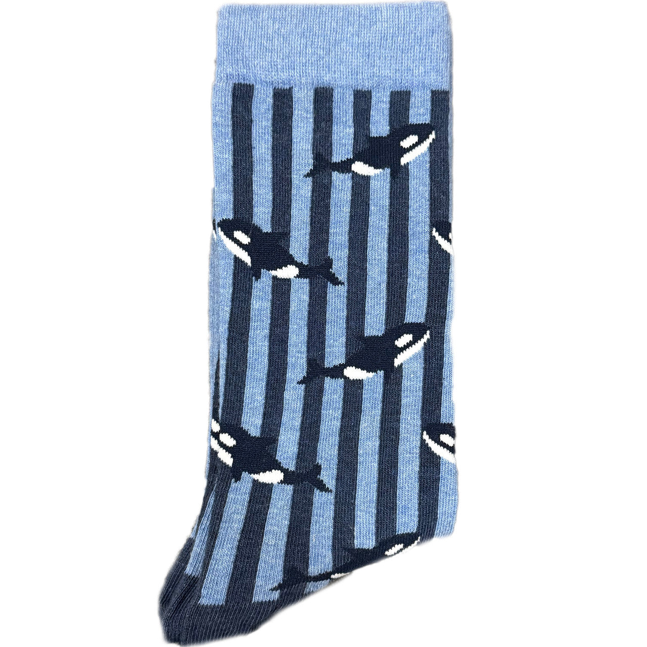 Blue men’s socks with whale design, soft, durable, and stylish for casual wear.