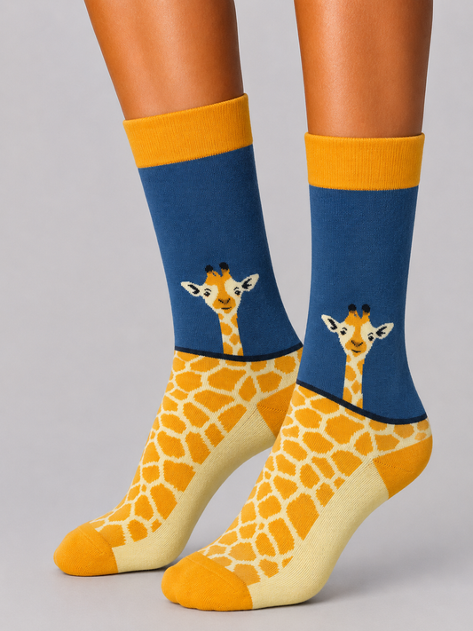 Giraffe Yellow & Blue Socks (Unisex)