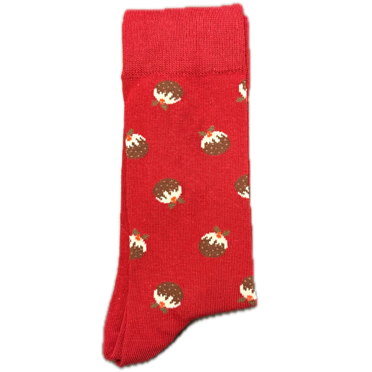 Red men’s socks with acorn design, soft, stylish, and comfortable for everyday wear.