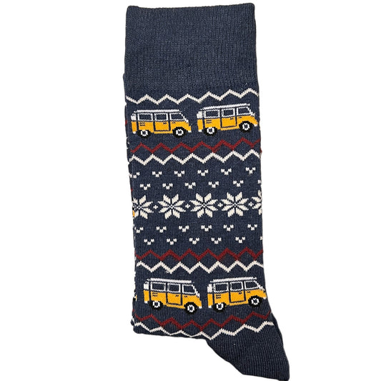 The wheels on the bus go round and round!

These warm comfy winter socks with buses are perfect for a warm day in!