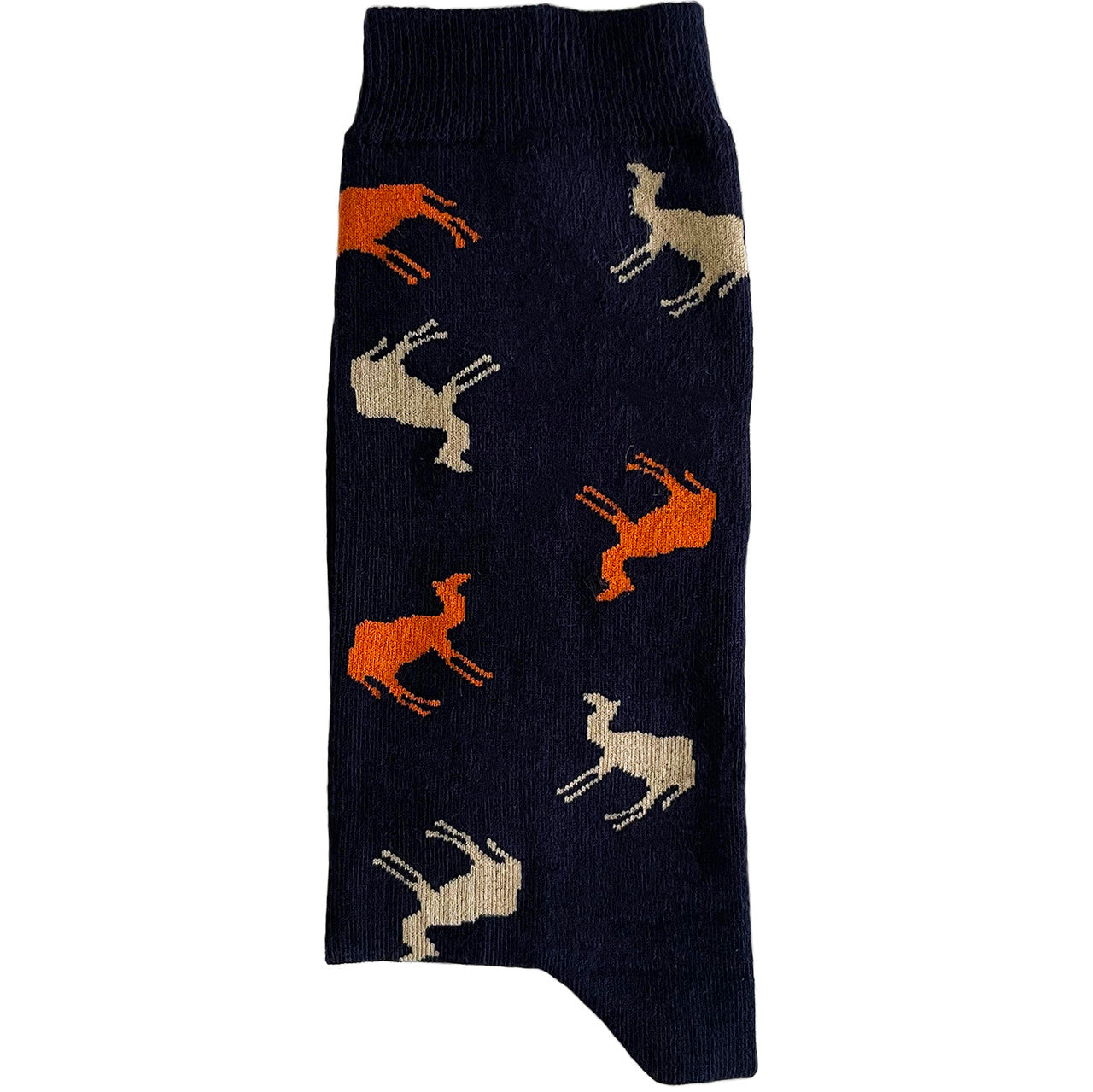 Stride into style with our Camel Pattern Socks on a navy background! These socks feature an elegant and charming pattern of camels, creating a unique and sophisticated design against a classic navy backdrop.

Crafted for comfort and flair, these socks are perfect for those who appreciate a touch of exotic charm in their wardrobe. Whether you're a camel enthusiast or simply looking to make a statement with your sock game, these socks are sure to add a dash of personality to your ensemble.

Step into the worl