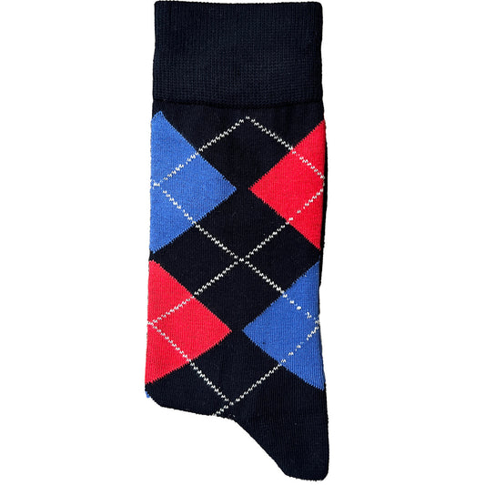 Checked Blue & Red Suit Socks (Mens)