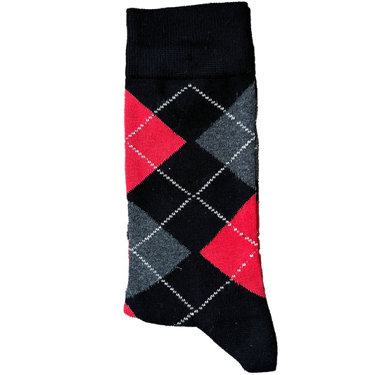 Checked Red & Black Suit Socks (Mens)