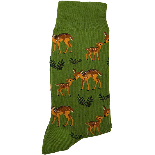 Celebrate the bond with our Mother and Baby Deer Socks for women! These adorable socks showcase a heartwarming scene of a mother deer and her baby, adding a touch of nature-inspired sweetness to your wardrobe. Crafted for comfort and style, these socks are a delightful accessory for any outfit. Express your love for wildlife with every step. Treat yourself or gift a fellow nature lover with our Mother and Baby Deer Socks – a charming addition to your sock collection!