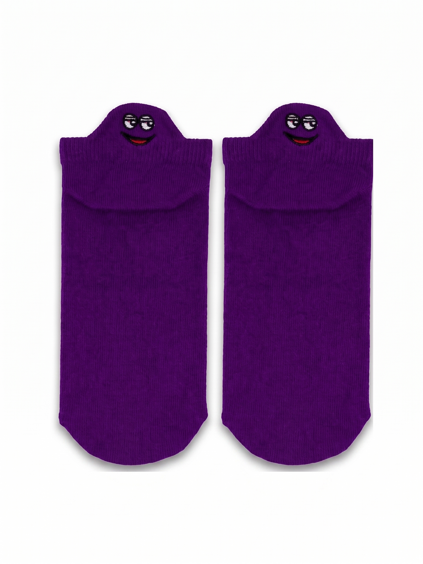 Short Purple Emoji Embroidered Socks (Women’s)