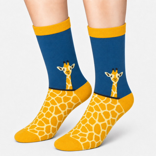 Giraffe Yellow & Blue Socks (Unisex)
