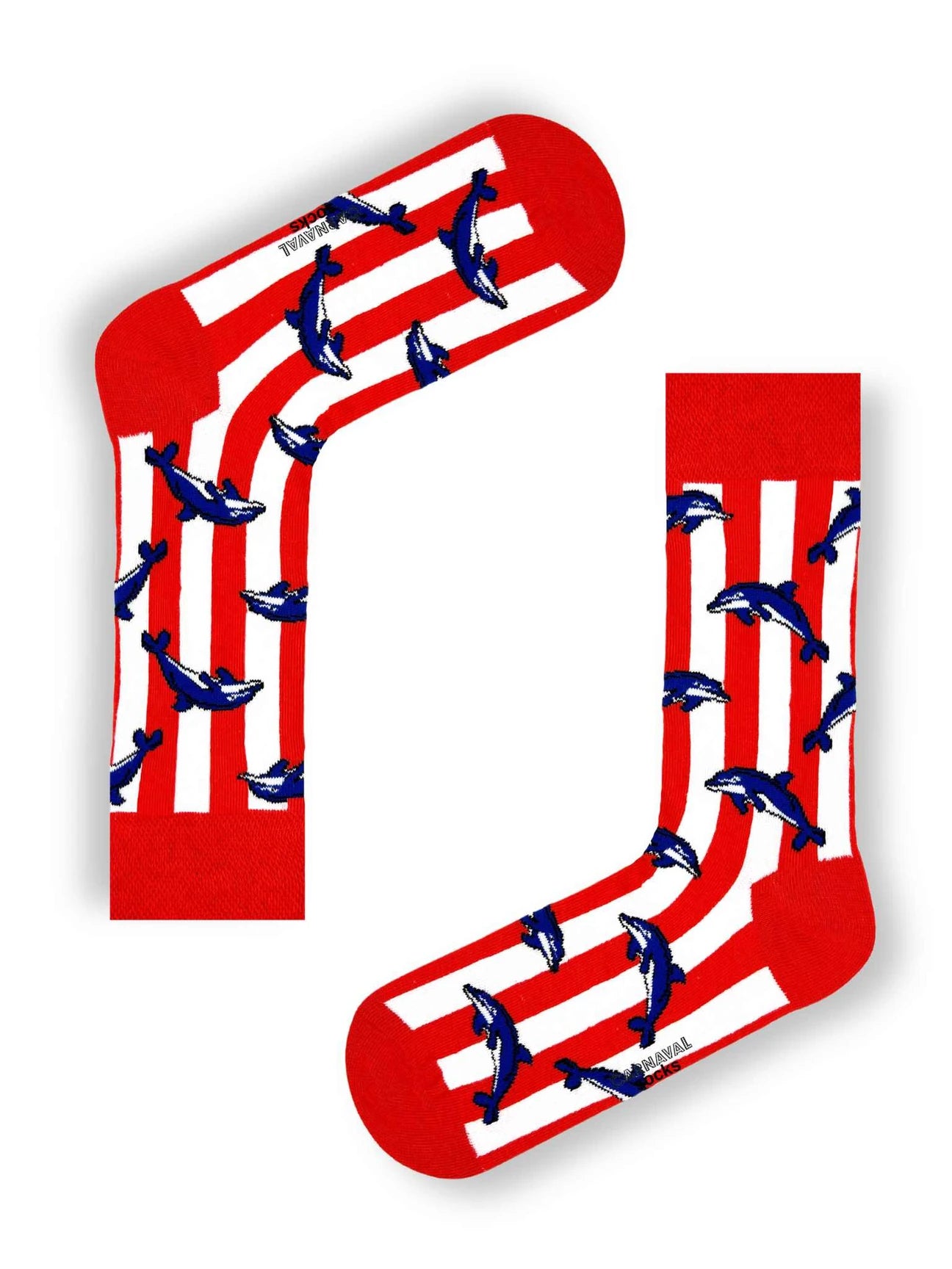 Dolphin Socks White & Red stripes (Unisex)