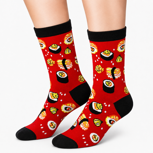 Sushi Lovers Red Socks (Unisex)