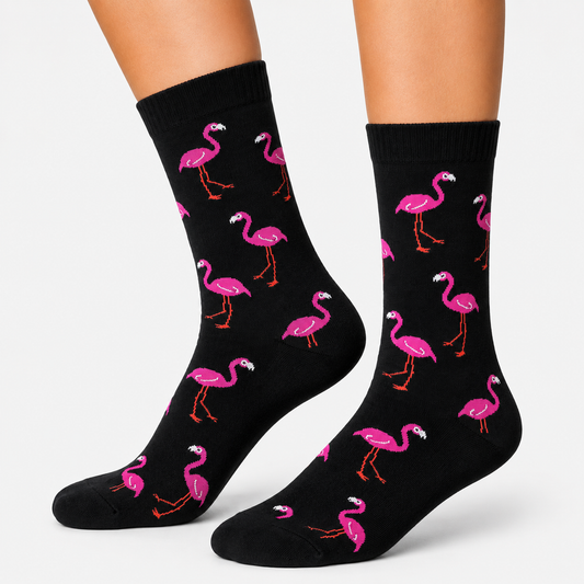 Flamingo Black Socks (Unisex)