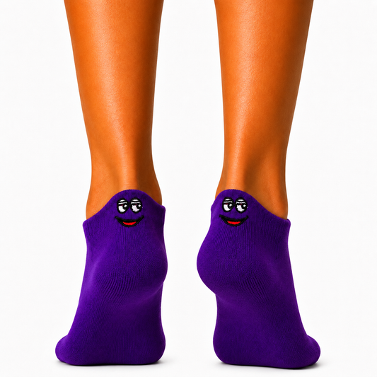 Short Purple Emoji Embroidered Socks (Women’s)