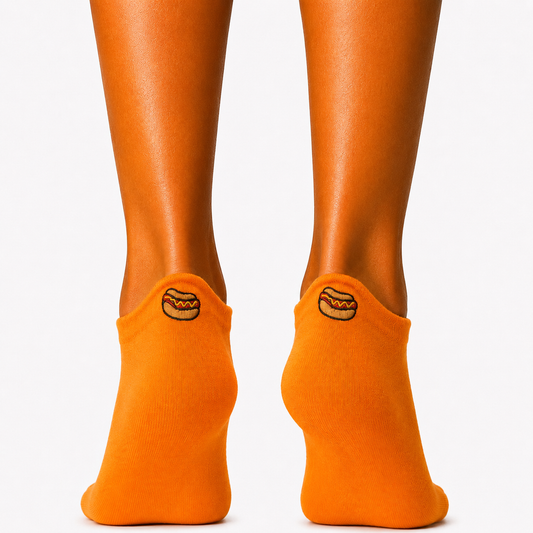 Short Hot Dog Emoji Embroidered Socks (Women’s)