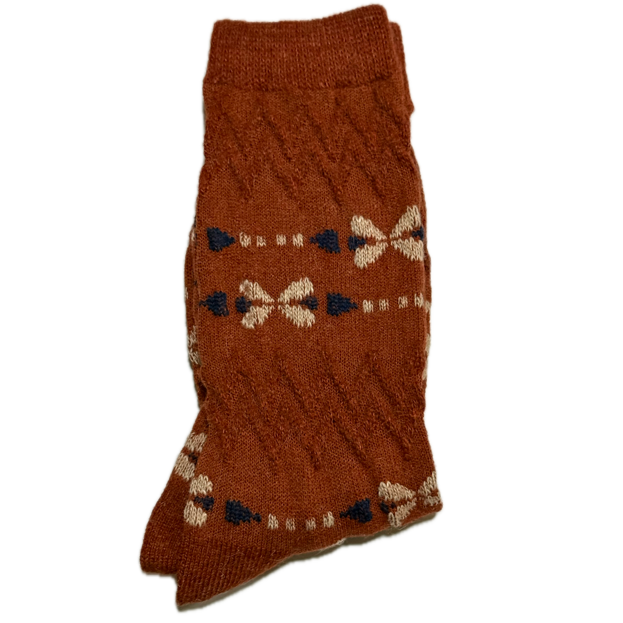 Maroon Wool & Angora women’s socks with winter design, warm, cozy, and stylish for the season.
