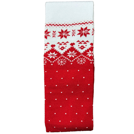 Knee High Christmas Socks White & Red