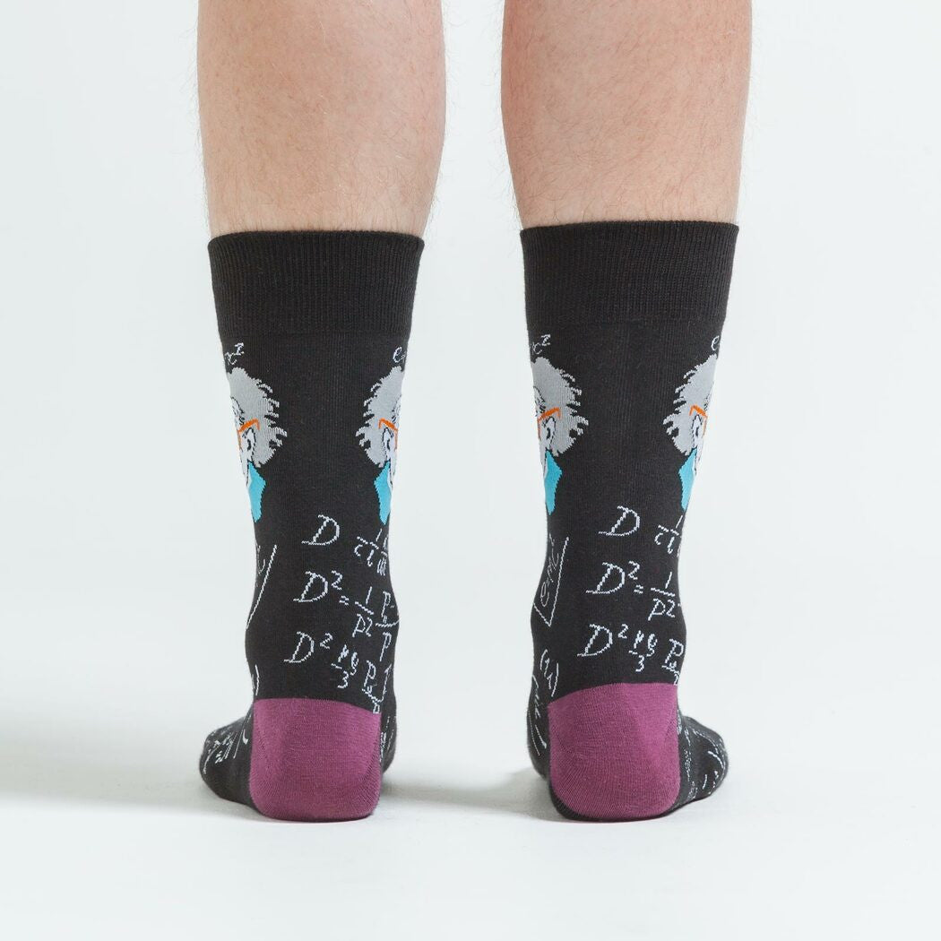 Einstein didn't like to wear socks. So he wasn't a fashion genius...we'll forgive him. We think he'd still appreciate having his face on some of the smartest fashion around. Relatively speaking, of course. It doesn't take a genius to realize that this men's crew times 2 equals great fashion.