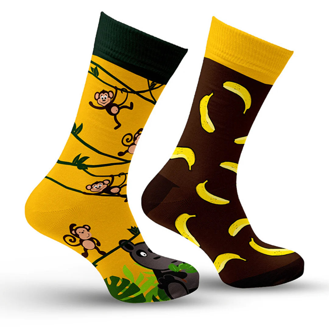 Monkey & Bananas Mismatched Socks (Unisex)