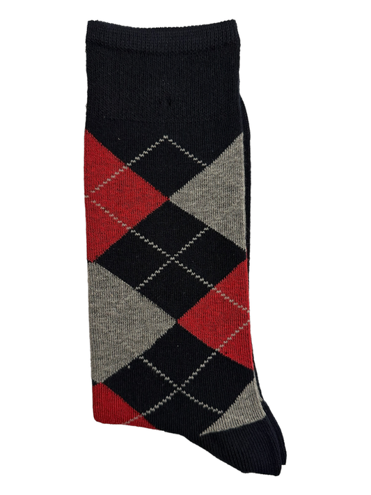 Black Diamond Suit Socks Grey & Red(Mens) - white line