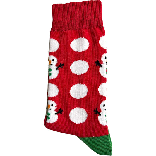 These red snowman & dots socks will keep you warm all winter!