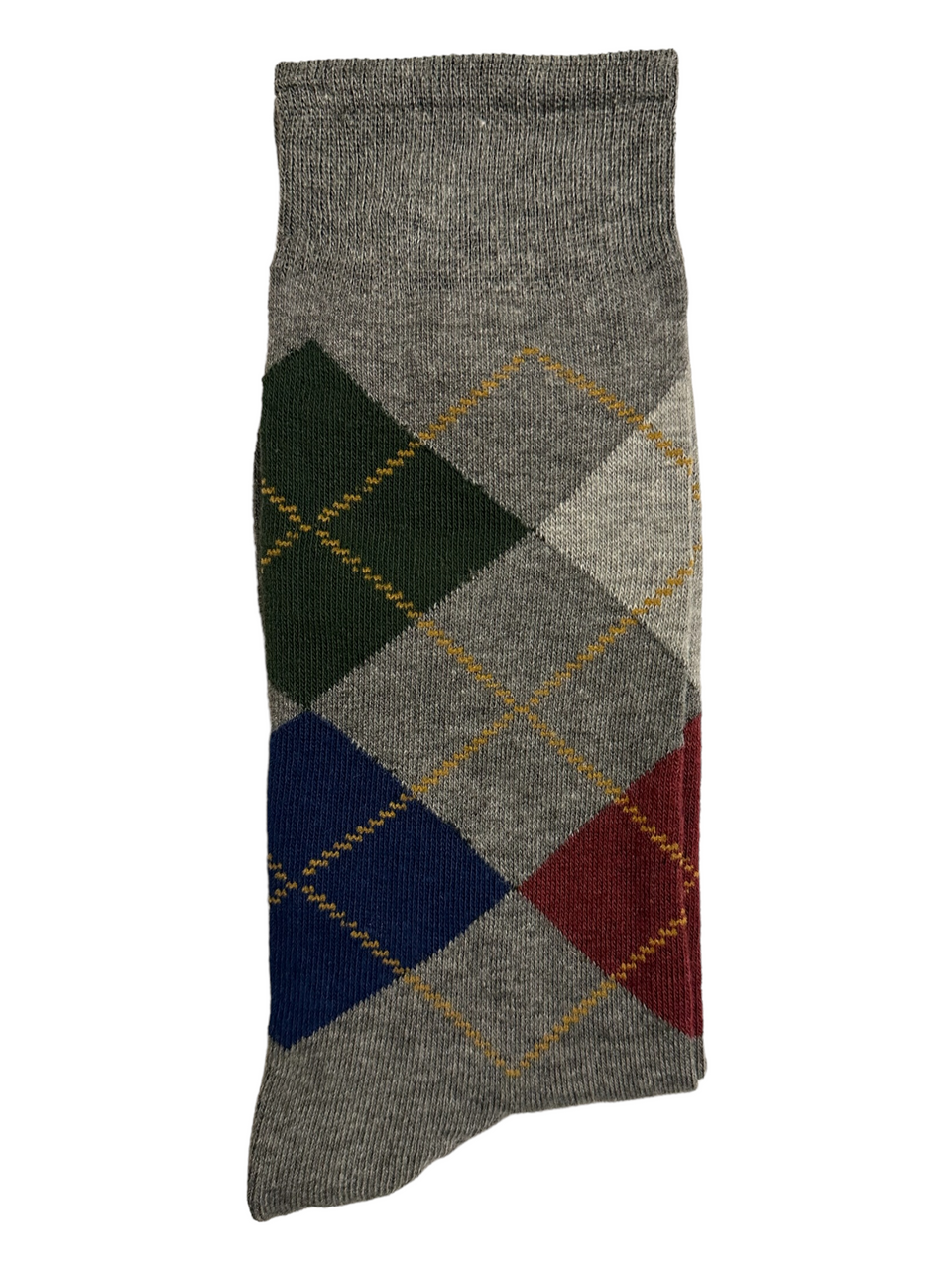 Grey Diamond Suit Socks Blue Green & Red (Mens) - yellow line