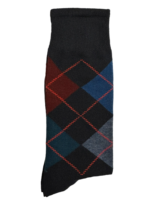 Black Diamond Suit Socks Blue Green & Red (Mens) - orange line