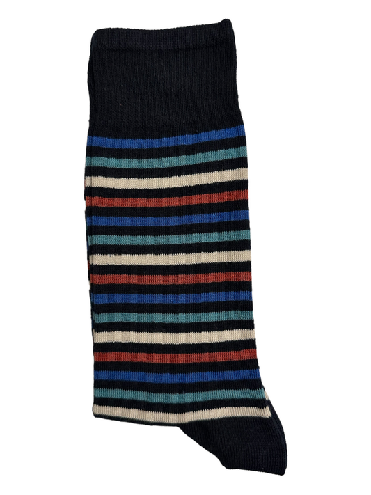 Striped Suit Socks Green Blue White & Red (Mens)