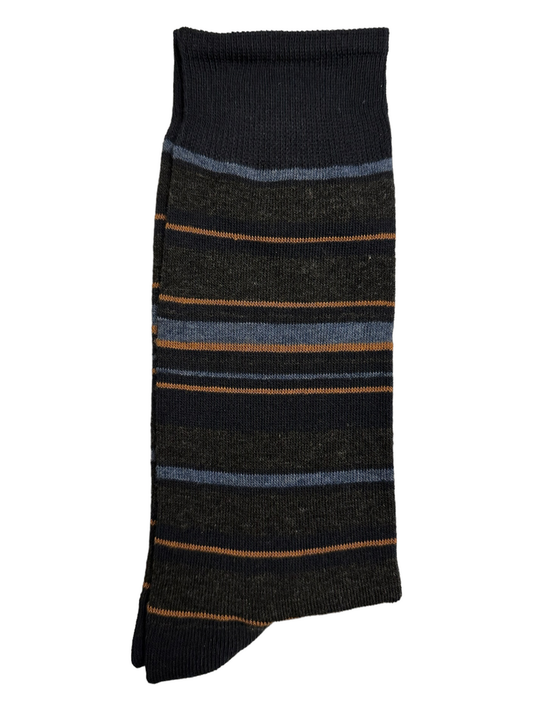 Striped Suit Socks Charcoal Blue & Red Line (Mens)