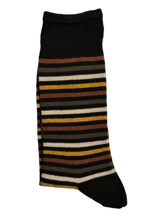 Striped Suit Socks Bown Green & Yellow (Mens)