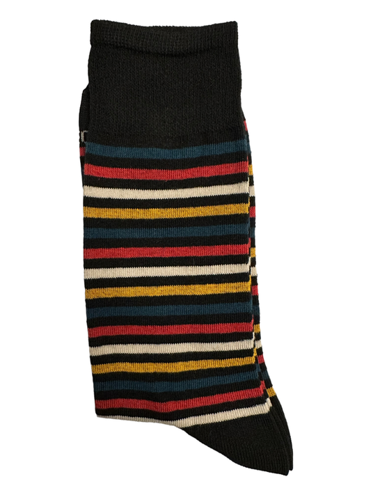 Striped Suit Socks Navy Yellow & Red (Mens)