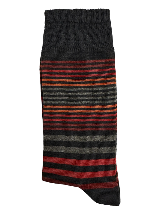 Striped Suit Socks Orange Red & Grey (Mens)