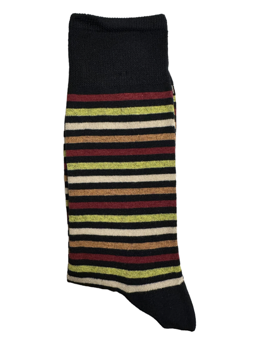Striped Suit Socks Lime Maroon & Orange (Mens)